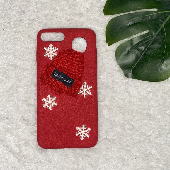 UO Red Holiday Winter Knit Hat iPhone 6/7/8 Case - Picture 1 of 2